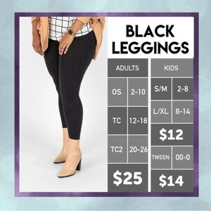 LuLaRoe BUNDLE OF 4 Black Leggings for Adults